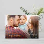 モダンChristmas Scriptフルフォト金ゴールド 箔シーズンカード (立ち正面)