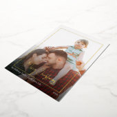 モダンChristmas Script |フレーム付きフォト金ゴールド 箔シーズンカード (回転した状態)