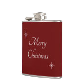 モダンChristmas Snowflaksエレガント Script Red フラスク (左)