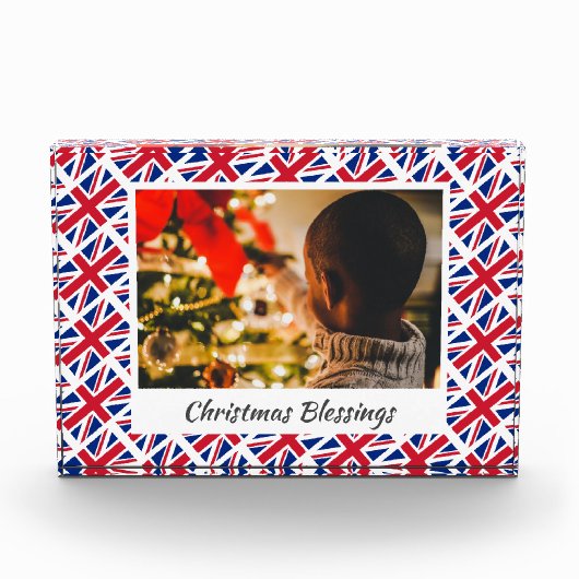 モダンCHRISTMAS UNION JACKカスタマイズ Keepsake フォトブロック (正面)