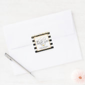 モダンClassiy White Black & 結婚S Thank You スクエアシール (封筒)