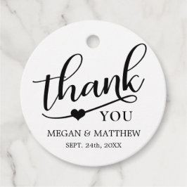 モダンClassy Black & Whiteの結婚Thank You フェイバータグ