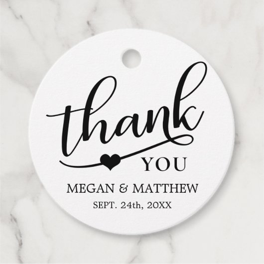 モダンClassy Black & Whiteの結婚Thank You フェイバータグ (正面)