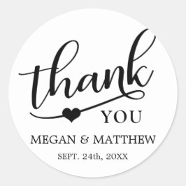 モダンClassy Black & Whiteの結婚Thank You ラウンドシール