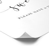 モダンClligraphy Love is Sweet 結婚's Table Sign ポスター (角)