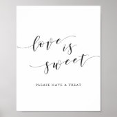 モダンClligraphy Love is Sweet 結婚's Table Sign ポスター (正面)
