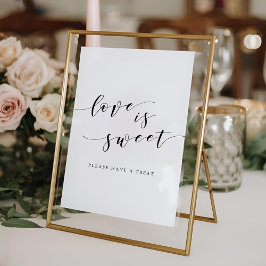 モダンClligraphy Love is Sweet 結婚's Table Sign ポスター