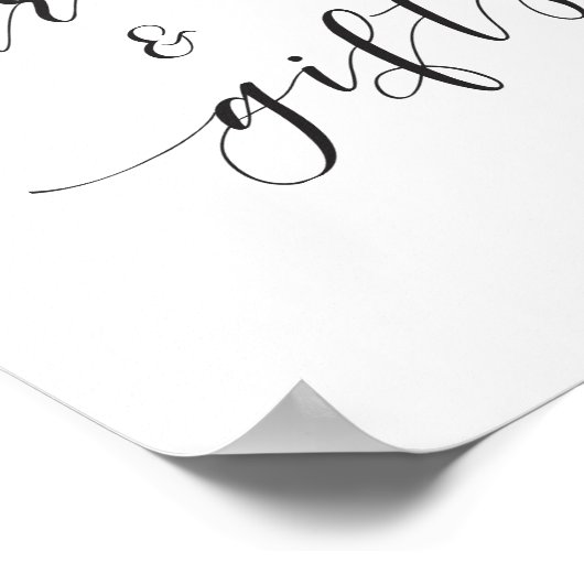 モダンClligraphy Wedding Card and Gift Sign ポスター (角)