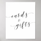 モダンClligraphy Wedding Card and Gift Sign ポスター (正面)