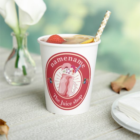モダンCold Smoothiesフルーツジュース店名 紙コップ (インサイチュ)
