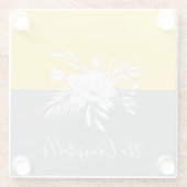 モダンColorblockの白フローラパーソナライズされた ガラスコースター (裏面)