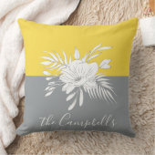 モダンColorblockの白フローラパーソナライズされた クッション (ブランケット)