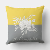 モダンColorblockの白フローラパーソナライズされた クッション (裏面)