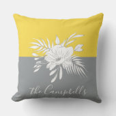 モダンColorblockの白フローラパーソナライズされた クッション (正面)