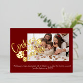 モダンCookie For Santa Photo 箔シーズンカード (立ち正面)