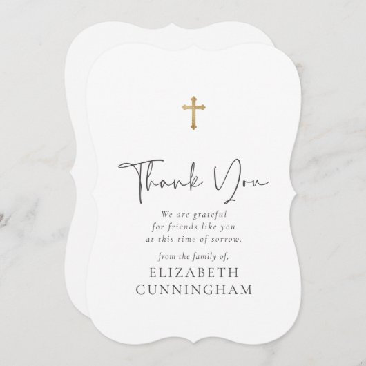 モダンCursiveスクリプトフェイク金ゴールド サンキューカード (正面/裏面)