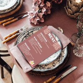 モダンCustom Designのテー結婚ブルメニューカード メニュー