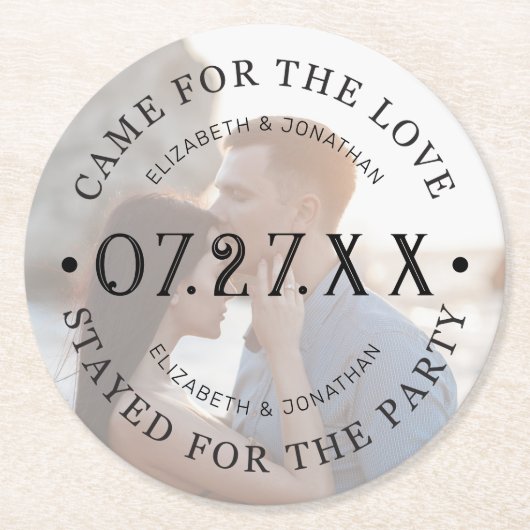 モダンCustom Wedding Photo紙コースター ラウンドペーパーコースター (正面)