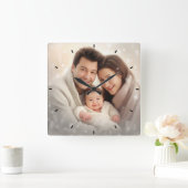 モダンcutomカスタム家族の写真パーソナライズされた スクエア壁時計 (ホーム)