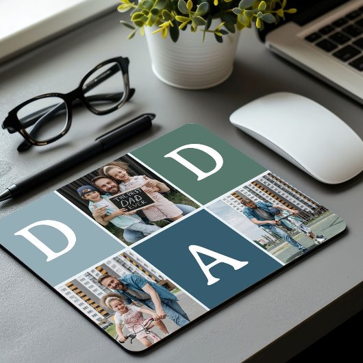 モダン'DAD'3枚の写真ギフト マウスパッド