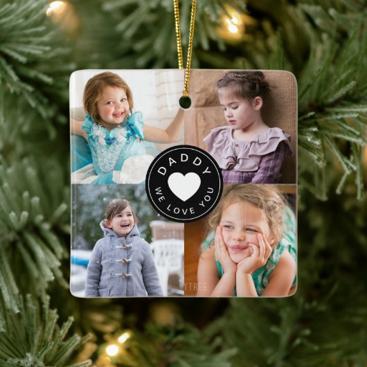 モダンDaddy We Love You Photo Collage セラミックオーナメント (ツリー)