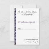 モダンdamask紫rsvpカード標準3.5 x 5 出欠カード (裏面)