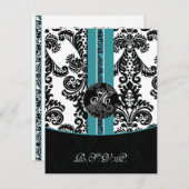 モダンdamask aqua rsvp standard 3.5 x 5 (正面/裏面)
