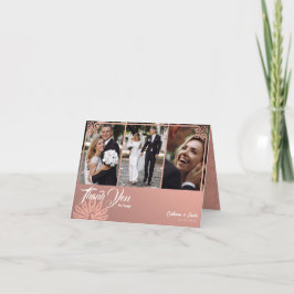 モダンDeco Pink Peacock 3写真の折り結婚曲げ サンキューカード