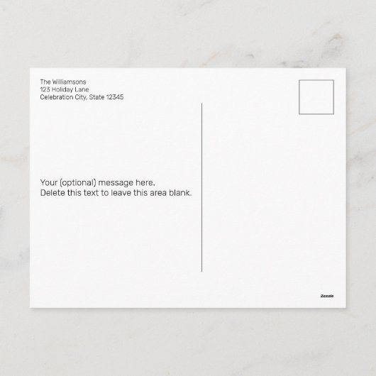 モダンDIY 3写真名Year Script Snowy Black シーズンポストカード (裏面)