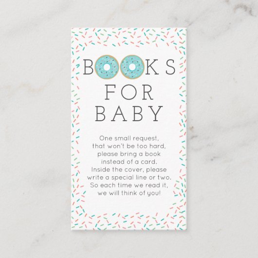 モダンDonut Book Request Baby Shower Card エンクロージャーカード (正面)