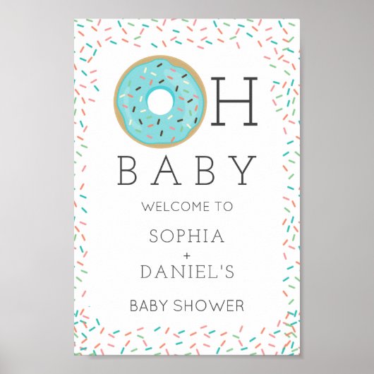モダンDout Baby Showerウェルカムサイン ポスター (正面)