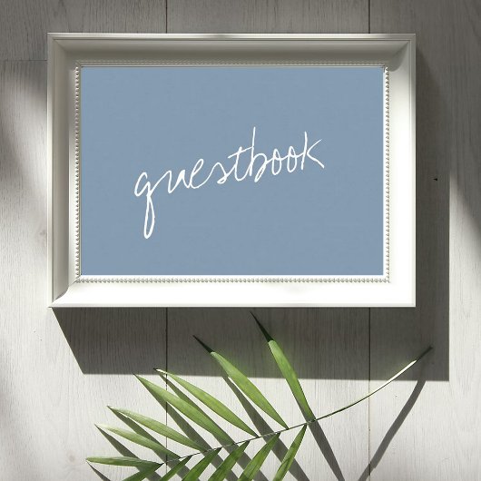 モダンDusty Blueのスクリプミニマルト ポスター