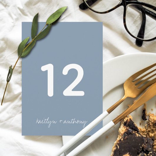 モダンDusty Blueのスクリプミニマルト 招待状