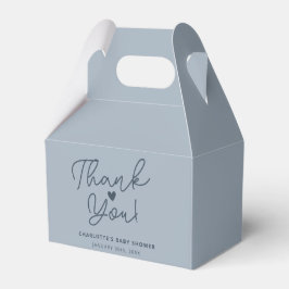 モダンDusty Blue Boy Baby Shower Thank You フェイバーボックス