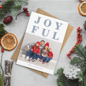 モダンDusty Blue Joyful Christmas Photo シーズンカード