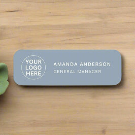モダンDusty Blue Lビジネスロゴ従業員 名札
