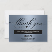 モダンDusty Blue Order Thank サンキューカード (正面)