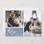 モダンDusty Blue Photo Collage's 結婚 Thank You (正面)