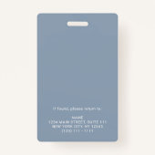 モダンDusty Blue Photo ID Business Logo従業員 バッジ (裏面)