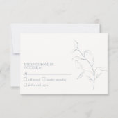 モダンDusty Blue Script Botanical No Menu RSVP (裏面)