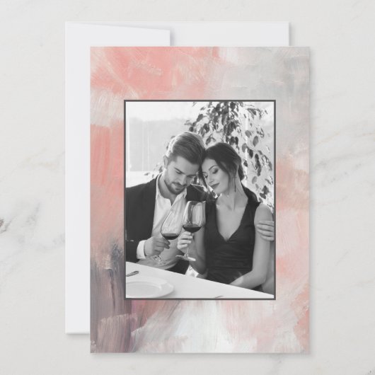 モダンDusty Coral抽象芸術写真の保存日付 セーブザデート (裏面)