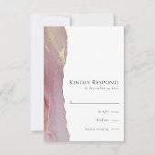 モダンDusty Pink Mauve RSVPの応答カー結婚ド 出欠カード (正面)