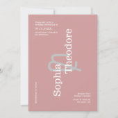 モダンDusty Pink Minimalistの結婚QRコード写真 招待状 (正面)