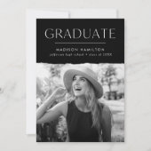 モダンEdge Black Photo Graduationの発表 案内状 (正面)