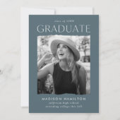 モダンEdge Blue Gray写真卒業 案内状 (正面)