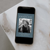 モダンEdge Blue Gray写真卒業 案内状