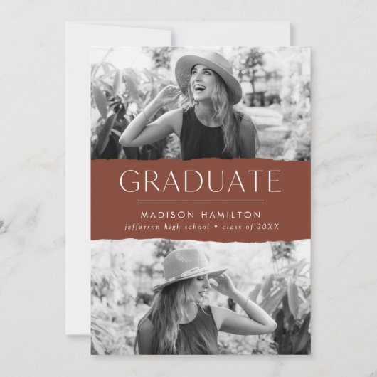 モダンEdge Brown 2写真卒業 案内状 (正面)