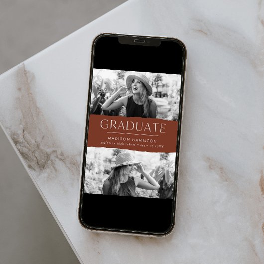 モダンEdge Brown 2写真卒業 案内状