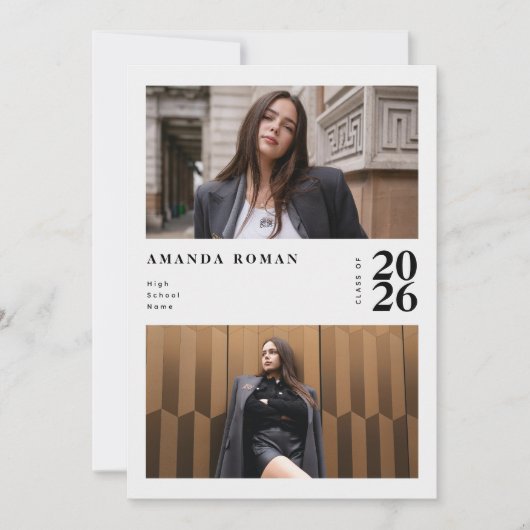 モダンEditorial Black & White Photo Gradation 招待状 (正面)