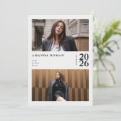 モダンEditorial Black & White Photo Gradation 招待状 (スタンド正面)